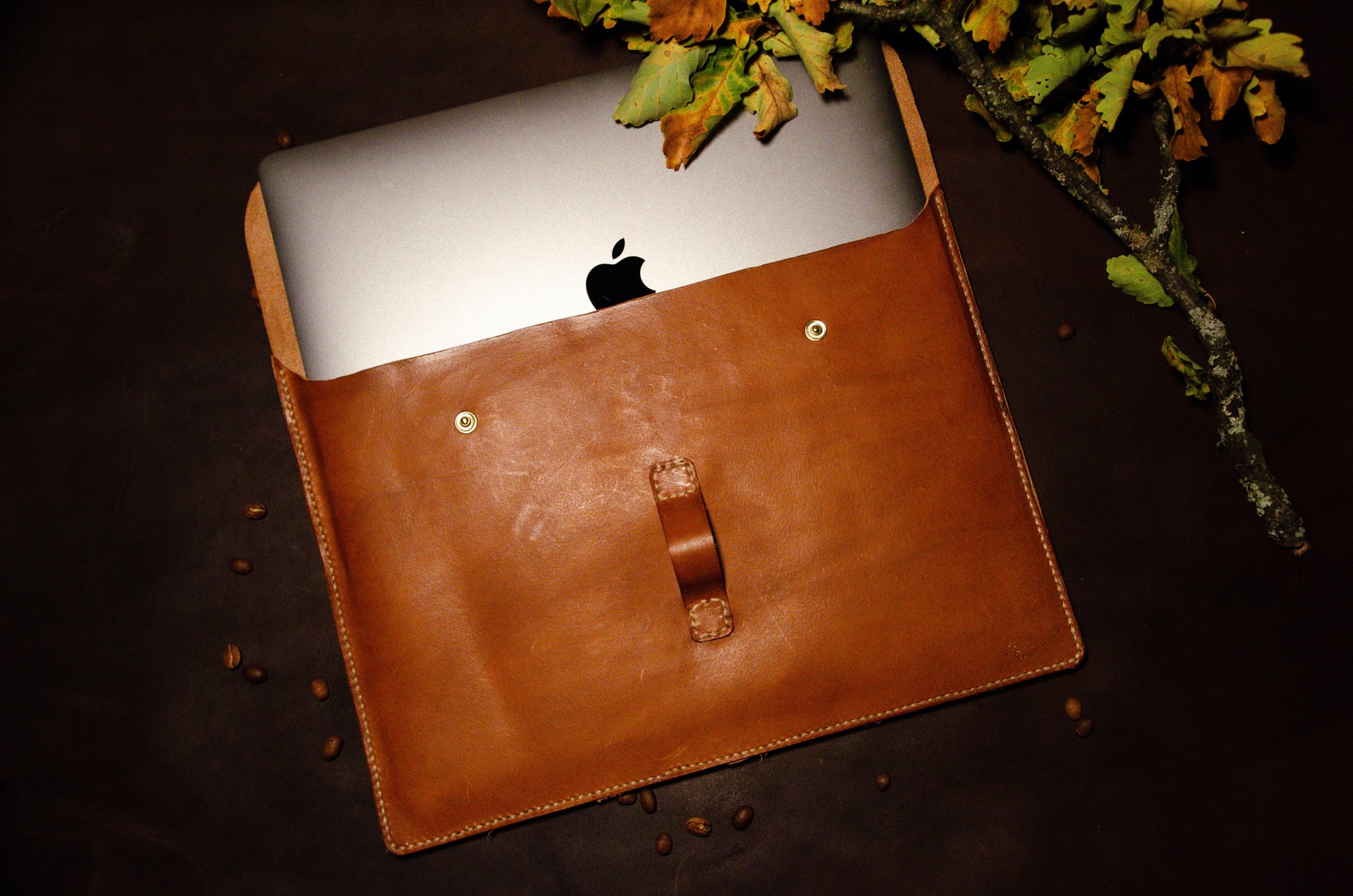 Interior husă laptop din piele naturală - protecție premium