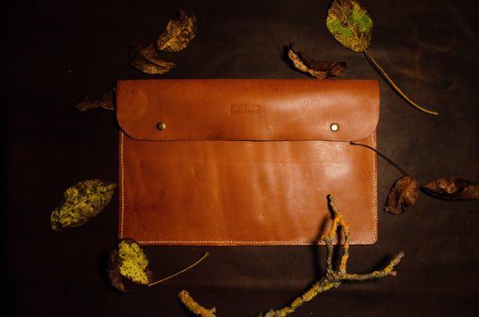 Husă laptop piele naturală handmade - Ambra di Toscana