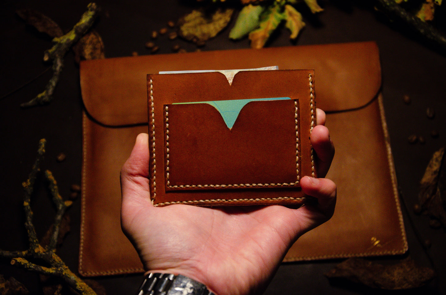 Portcard de lux lucrat manual - Siena Classico - vedere din spate