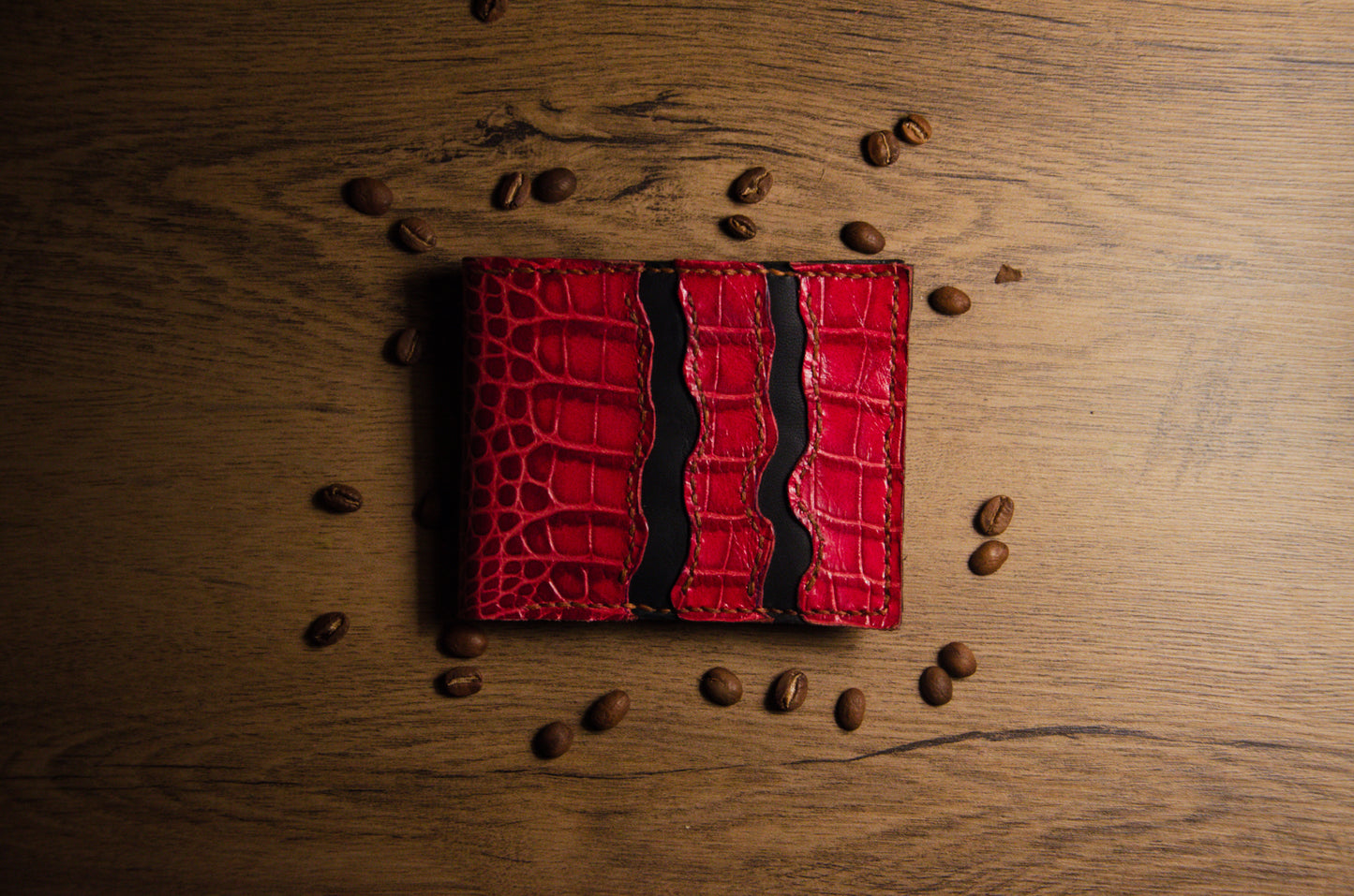 Portofel Bifold Piele Croco - Spicchio d'Arancia