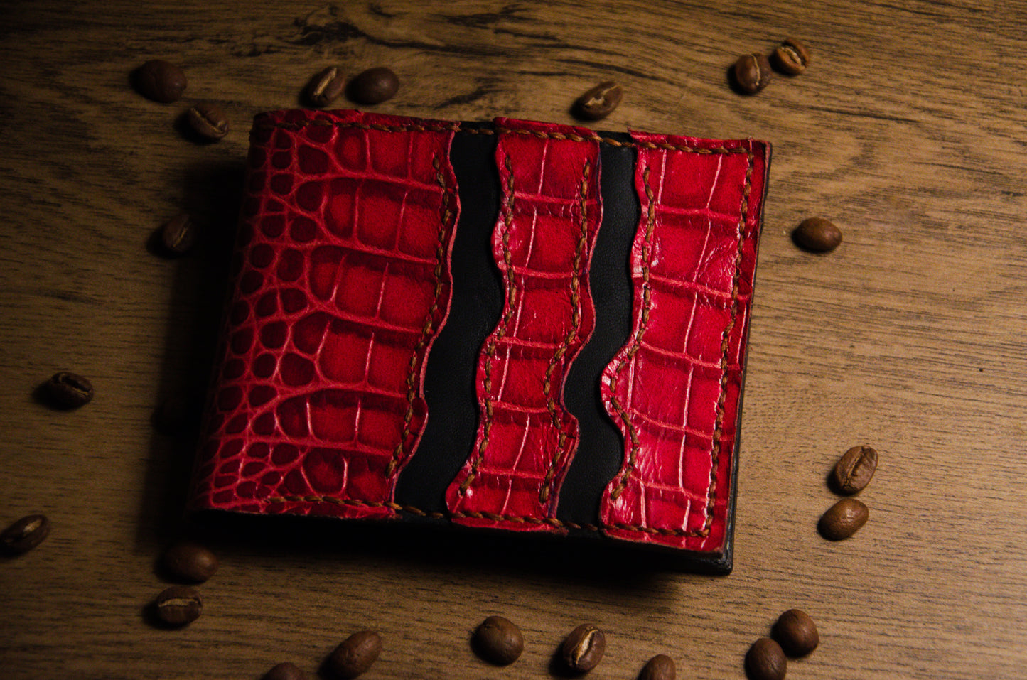 Portofel Bifold Piele Croco - Spicchio d'Arancia
