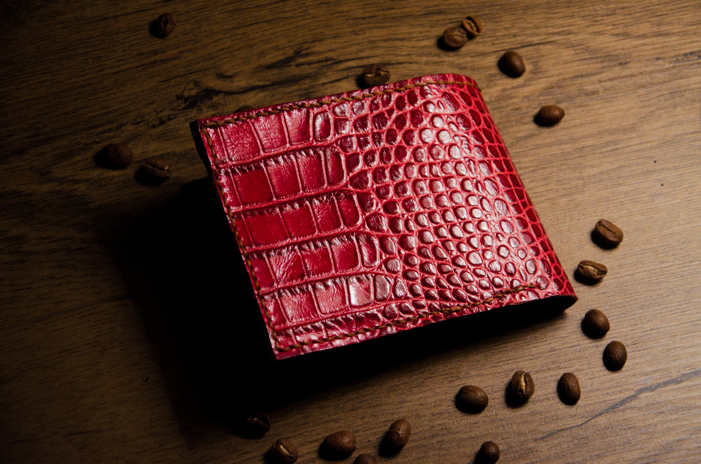 Portofel Bifold Piele Croco - Spicchio d'Arancia