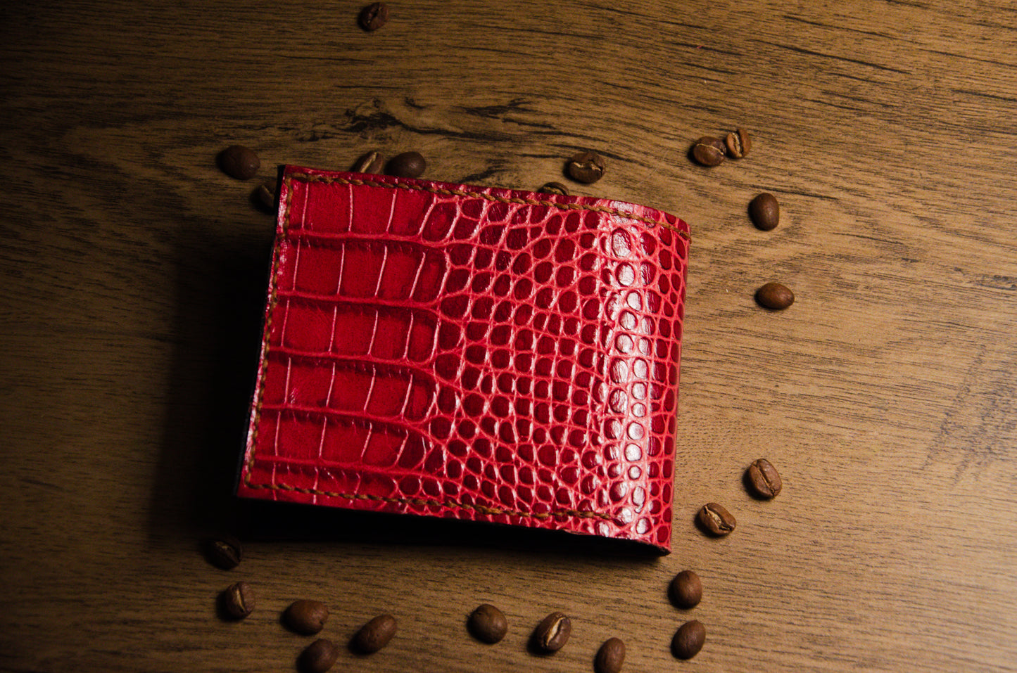 Portofel Bifold Piele Croco - Spicchio d'Arancia