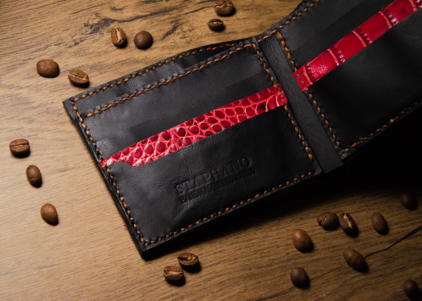 Portofel Bifold Piele Croco - Spicchio d'Arancia