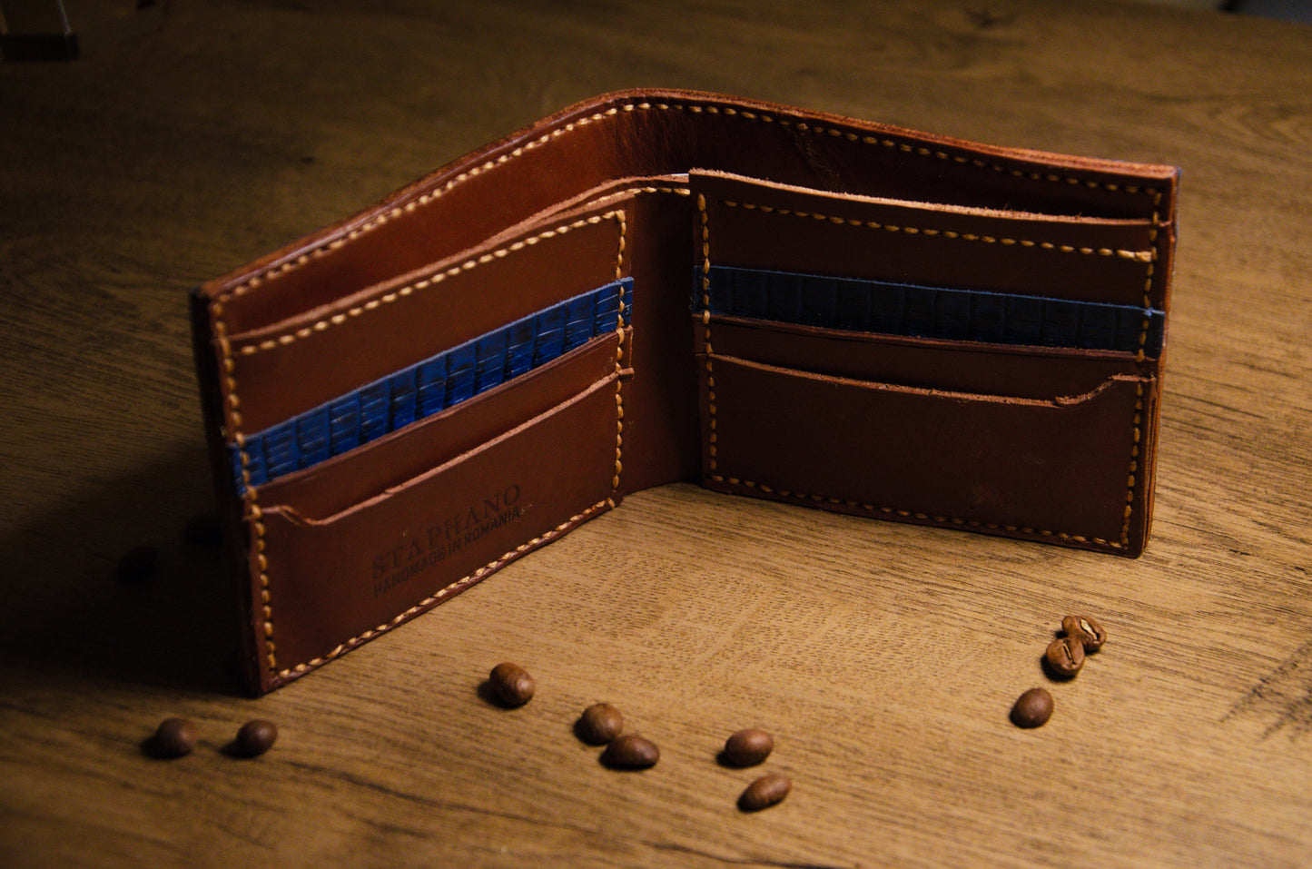 Portofel Bifold Piele Naturală - Mareea
